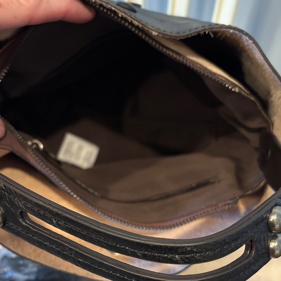 Black Leather Shoulder Bag with Decorative Buckle crossbody shoulder strap NWOT - Picture 7 of 8